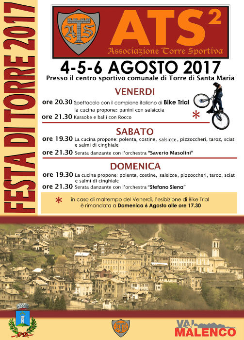 Festa di Torre 2017: 4-5-6 agosto presso il centro sportivo comunale